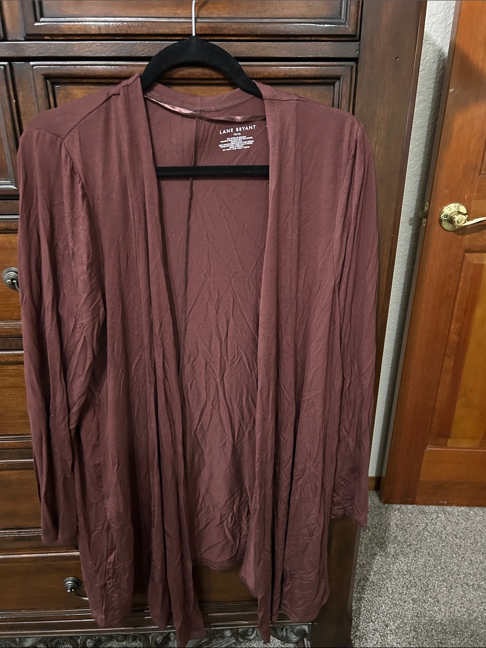 Lane Bryant Dusty chocolate brown  Draped Open Cardigan